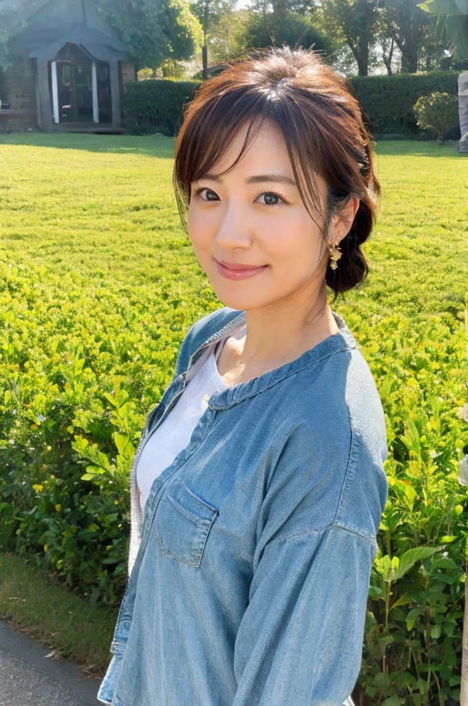 ((Highest quality)), ((masterpiece)), (detailed),Perfect Face,Japanese,landscape,Mature Woman,Upper Body