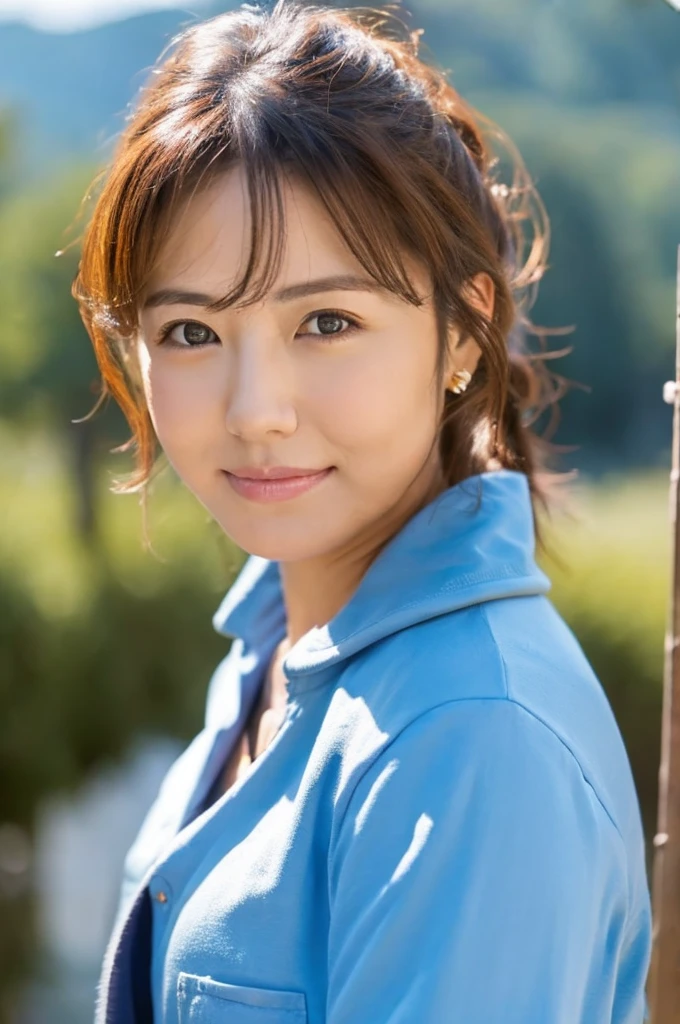 ((Highest quality)), ((masterpiece)), (detailed),Perfect Face,Japanese,landscape,Mature Woman,Upper Body