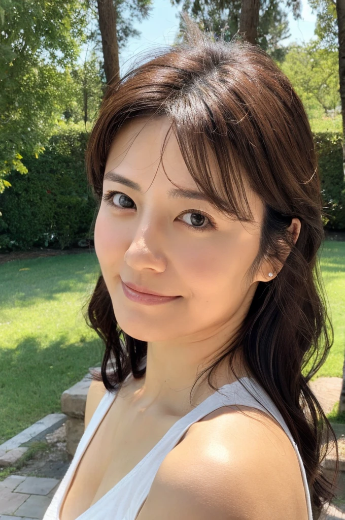 ((Highest quality)), ((masterpiece)), (detailed),Perfect Face,Japanese,landscape,Mature Woman,Upper Body