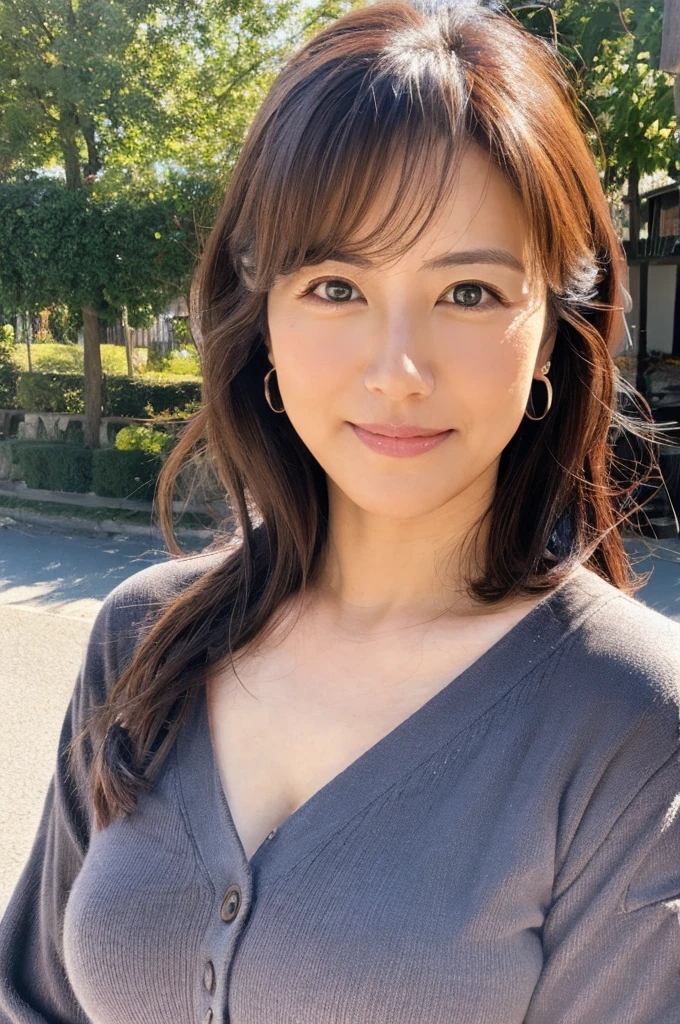 ((Highest quality)), ((masterpiece)), (detailed),Perfect Face,Japanese,landscape,Mature Woman,Upper Body