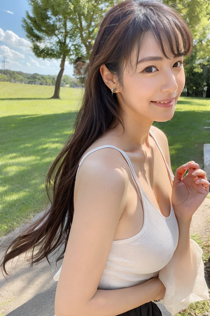 ((Highest quality)), ((masterpiece)), (detailed),Perfect Face,Japanese,landscape,Mature Woman,Upper Body