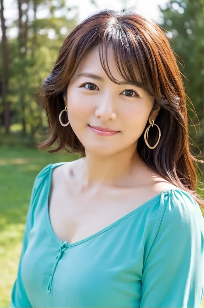 ((Highest quality)), ((masterpiece)), (detailed),Perfect Face,Japanese,landscape,Mature Woman,Upper Body