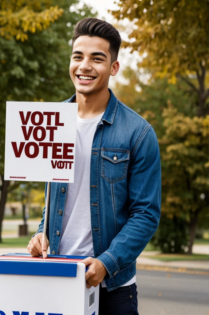 A young man happy to vote 