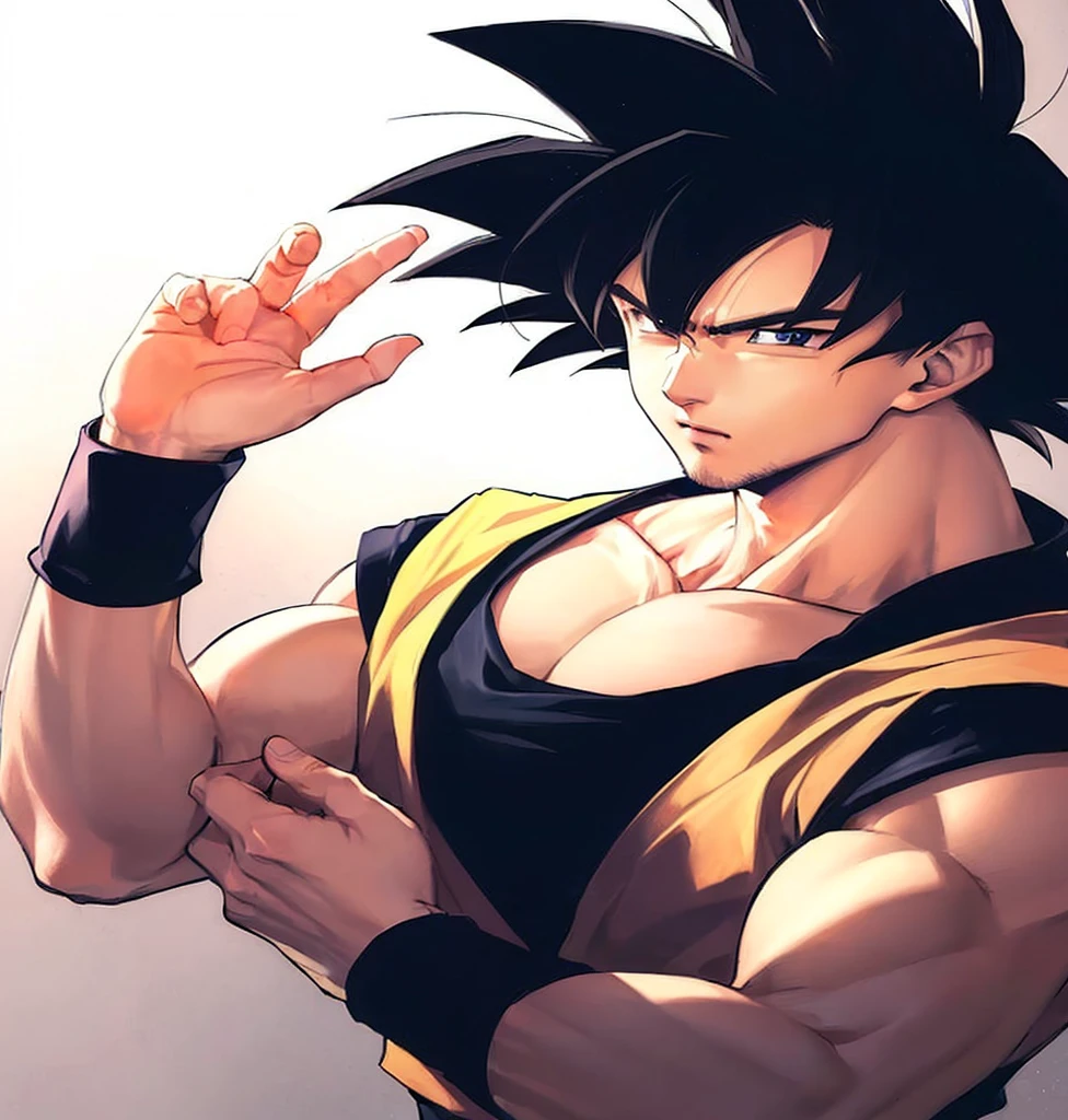 a man, son goku, character dragonball, high quality, human goku, dragon ball style, goku portrait, dragon ball artstyle, portrait of goku, handsome anime pose, goku from dragon ball, highly detailed portrait of goku, realistic style character, goku as an asian man