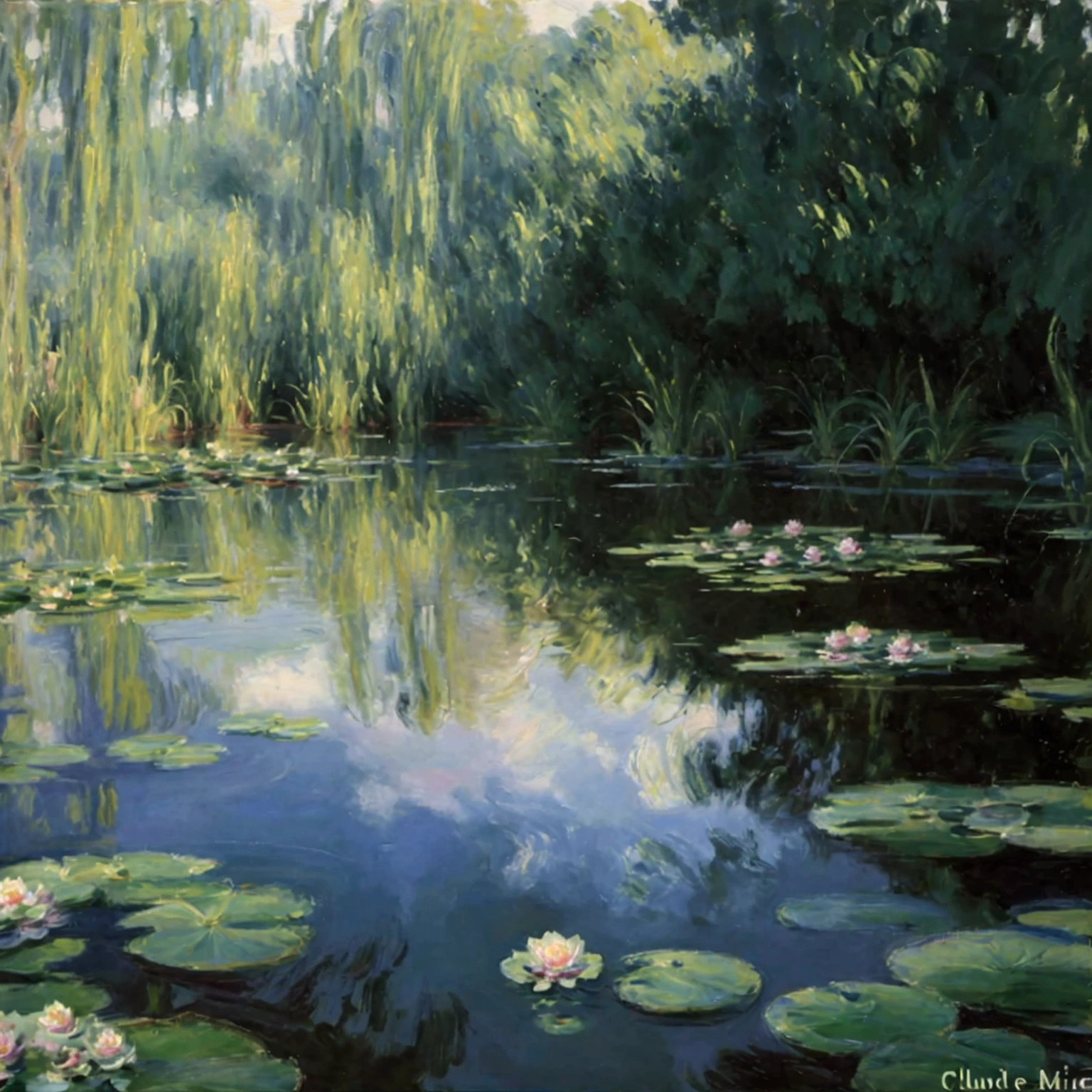 a painting of water lilies in a pond of water, monet painting, claude monet), impressionist art, by claude monet, by Claude Monet, impressionism painting, impressionist painting, water lilies, monet painted, impressionist artists, impressionism, an impressionist painting, by Blanche Hoschedé Monet, style of monet, impressionism and expressionism, charles monet, french impressionism