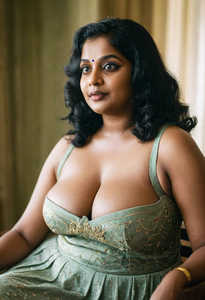 (((photo of a ancient kerala hindu devi))), (((black royal lady))) ,(((eyes))) ((((legs wide open)))), ((((sat on golden haven chair))), (((Half Body))), (((very dark skin))), (((age 35+))), (((((very dark nipple and areola))))), (((plus size chubby tall))), (((huge busty milky wet big massive boobs))), (((nude thick thigh))), (((ancient black mini skirt))), ((black skin dark body)), (((white mini skirt))), (((depth of field))), ((( spooky))),(((divine))), photorealistic,photo, realism, Getty Images, RAW candid cinema, 16mm, colour graded portra 400 film, remarkable colour, ultra realistic, textured skin, remarkable detailed pupils, realistic dull skin noise, visible skin detail, skin fuzz, dry skin, shot with cinematic,light leaks, RAW Image, DOF, depth of field,bokeh,