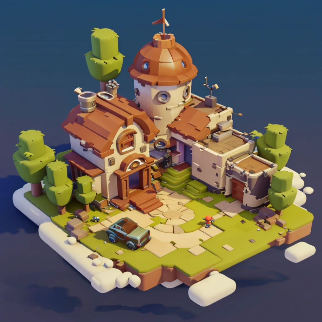 FUTURISTIC BUILDING, Game architectural design, animated cartoon, casual game style, 3d, work of art, super detaill, best qualityer