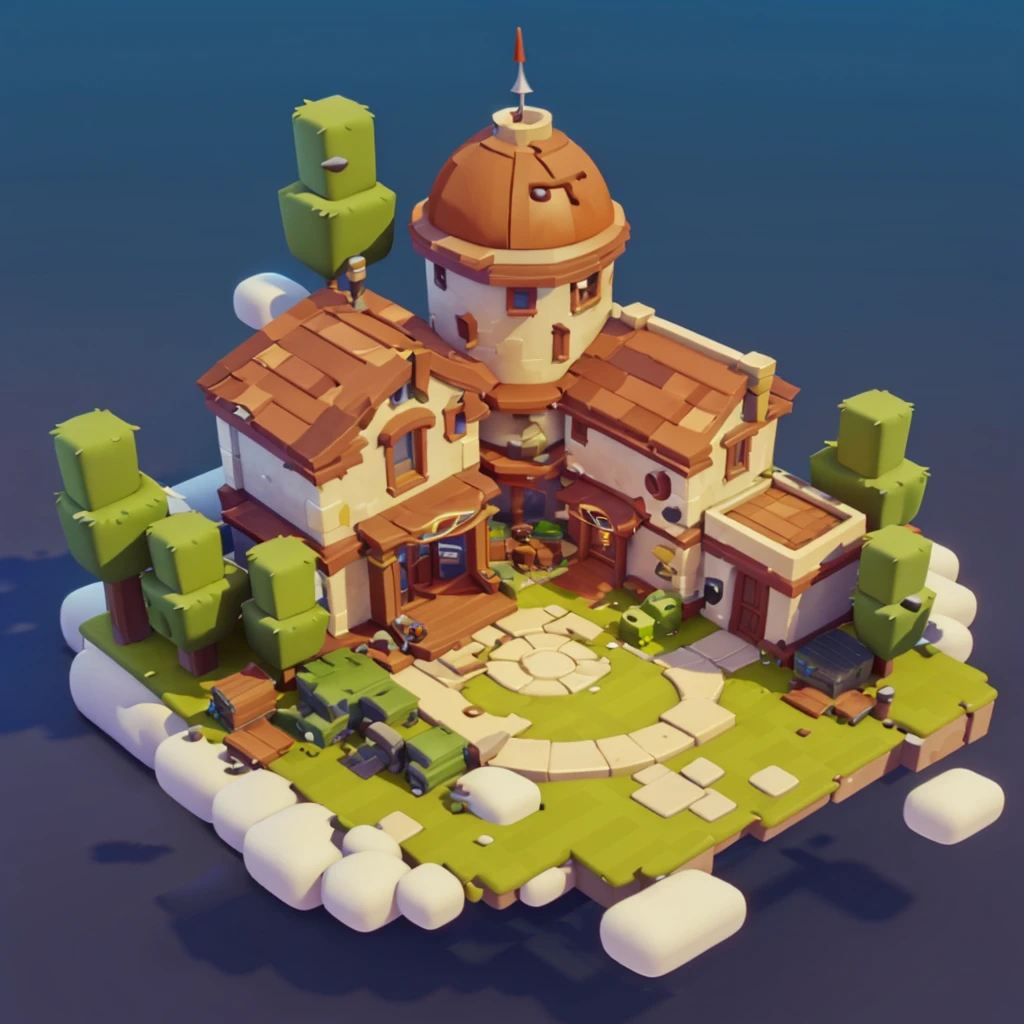 FUTURISTIC BUILDING, Game architectural design, animated cartoon, casual game style, 3d, work of art, super detaill, best qualityer