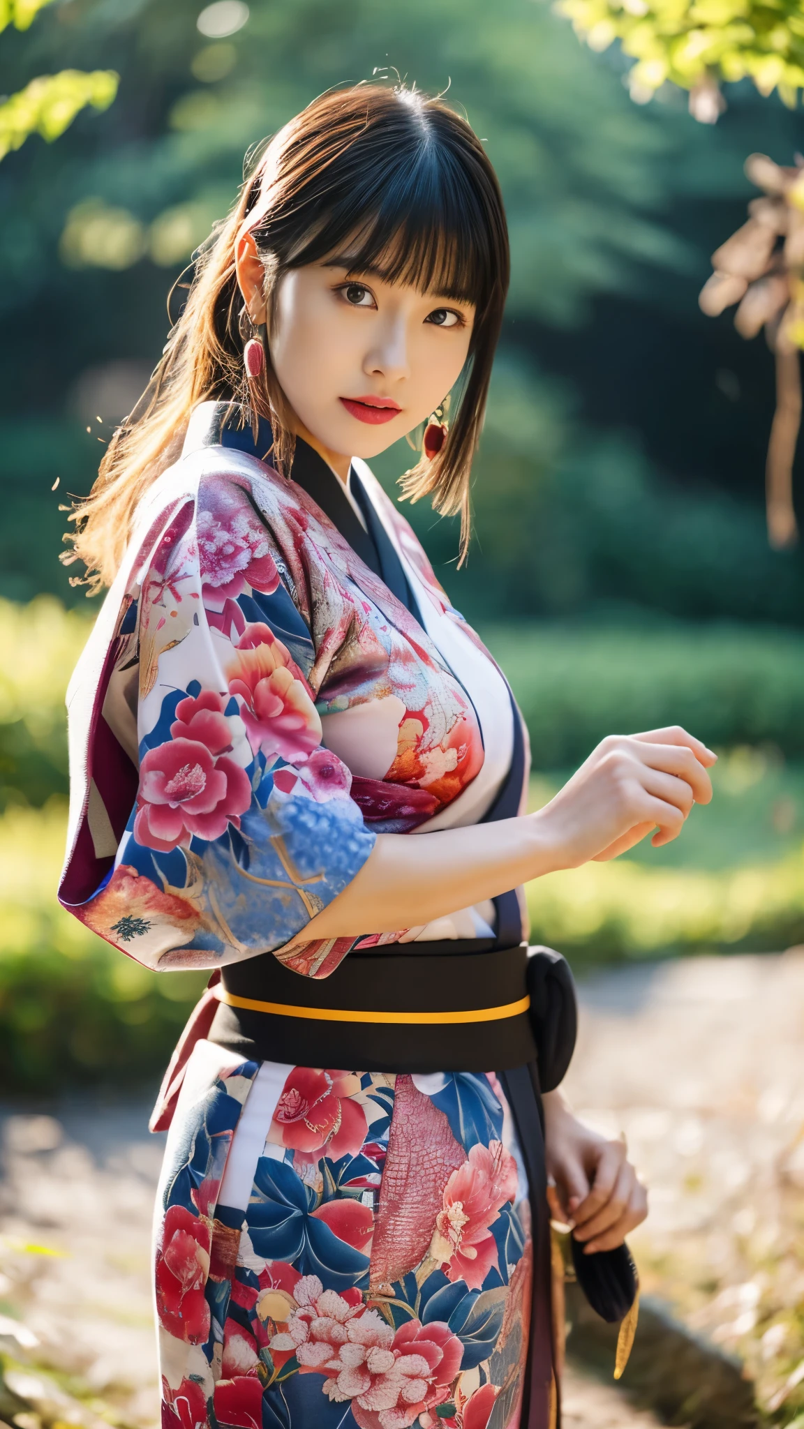 Beautiful Chinese woman, (), cute face, red lips, white moist skin,
BREAK,
Feminine body with high athletic ability, Female fitness model body, Feminine body with hard tones, (Muscles: 1.2), (Beautiful belly button),
BREAK,
Martial arts, Kung fu, Idol,
BREAK,
(Wearing cute kimono: 1.3), (Kimono with high exposure), (Red long boots 1.3), Necklace, Very large earrings, Short length,
BREAK,
Short hair, (Short bob hair), (Bangs: 1.2), (Pink hair), (Wavy hair),
BREAK,
(Very large Japanese sword: 1.4), (Holding the handle of a Japanese sword in hand: 1.3), (Raising a very large Japanese sword: 1.2), (Getting into a fighting stance),
BREAK,
(Japanese tattoo: 1.4),
BREAK,
Masterpiece, Perfect lighting, Ultra high resolution, 8K, (Very detailed: 1.4), (front view), looking at camera, melancholic expression,
BREAK,
(Tokyo city, lots of people in background), Japanese city background,