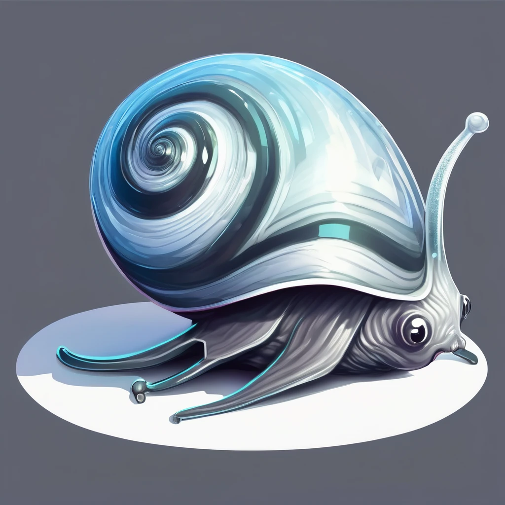 Isometric view, Dark fantasy anime style, beautiful stylized digital painting of a Jewel-like mono eye snail creature, simple shape, white background