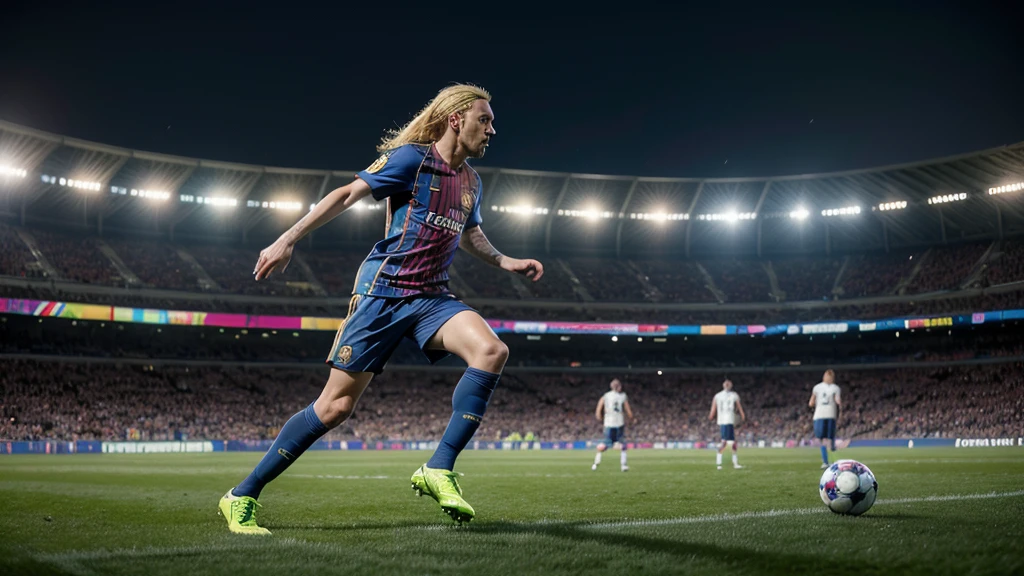 realistic,
gorgeus blonde (Ronaldinho gaúcho)detailed,
focused eyes,
and (messi)detailed
playing football with a stadium full of fans and a rain of bitcoins invading the field
(full entire body),
wearing the Barcelona uniform
((stadium football)),
night,
best quality masterpiece ,
photorealistic,detailed, 8k,hdr, shallow depth of field,
broad light,high contrast,backlighting