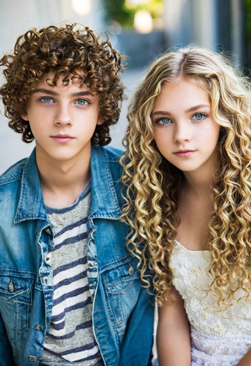 Creates a male and female teenage couple.
naughty girl: straight and blonde hair, greeneyes, white skin color e usa óculos
•
Menino: dark brown curly hair, light brown eyes, white skin color