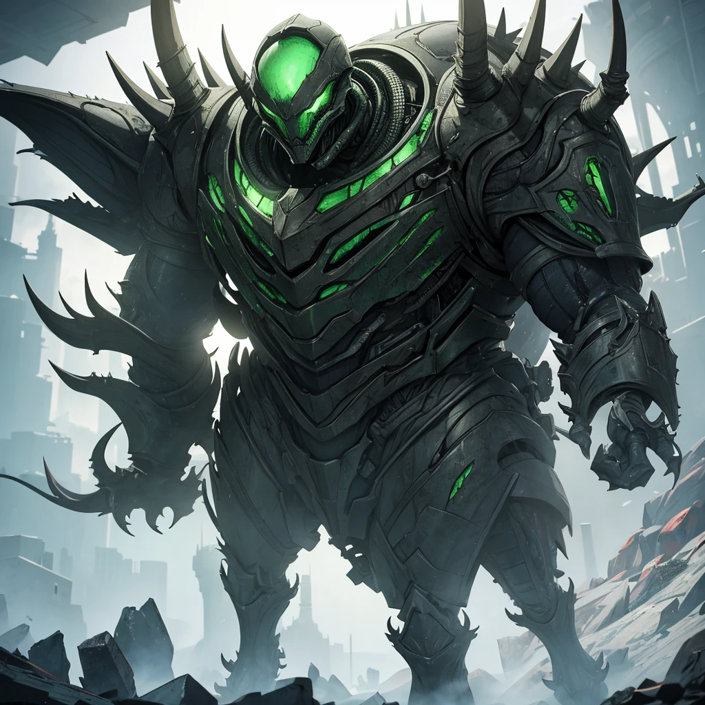 alien, stark, armour, greenskin, monstrous, homely, Malignant. detailed and wicked.