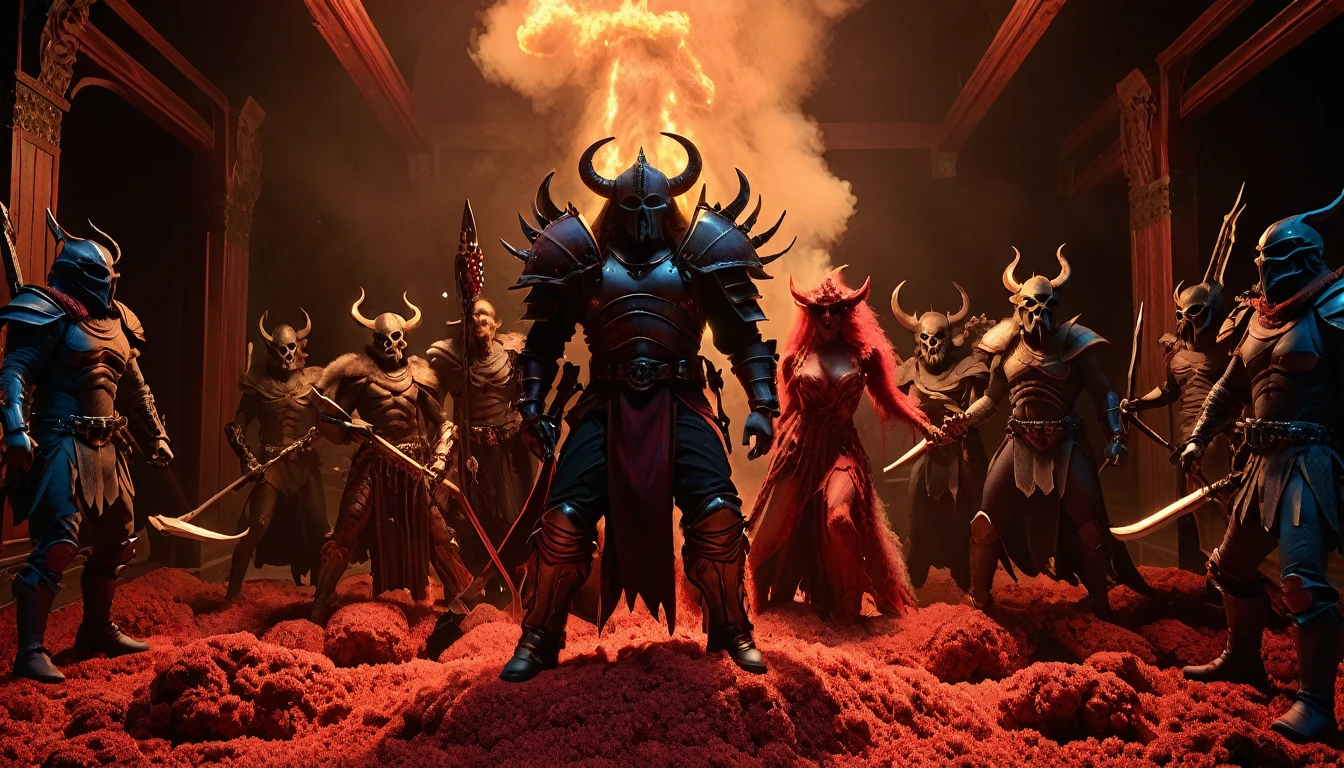 (3D rendering:3.1) in (medium full shot:3.1) in (back view:3.1) of lot of characters from a movie for slave girls from beyond infinity, inspired by Clyde Caldwell and Greg Rutkowski art, barbarian warriors with sword in battles against space creatures, monsters, daemons, aliens, mutant, with explosions, smoke and fire, (with Creepy, Sci-Fi, Fantasy and Horror:2.9) retro sci fi, Horror movie, very detailed body, moody, epic, ((Cinematic film)), ((Ultra Detailed)), Complex, ((Sharp Focus)), Object Texture, Studio Photo, Complex Details, ((Highly Detailed)), Photo Real Style, ((Hyper-realistic)), High Dynamic Range, (grains:2.5), ((Realistic Textures)), 8K UHD, Nikon D 850, Kodak Portra 400, Fujifilm XT, rich colors, (3D rendering:3.1)
