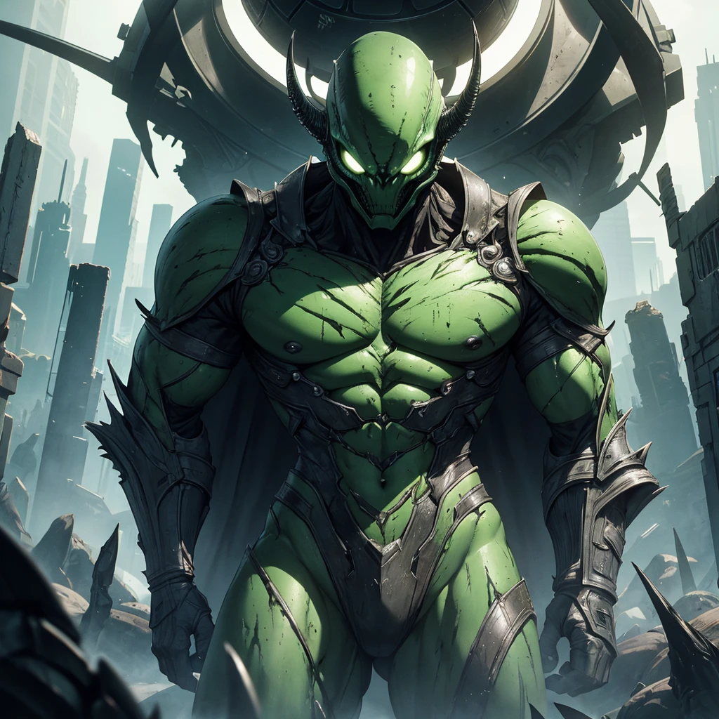 alien, stark, armour, greenskin, monstrous, homely, Malignant. detailed and wicked.