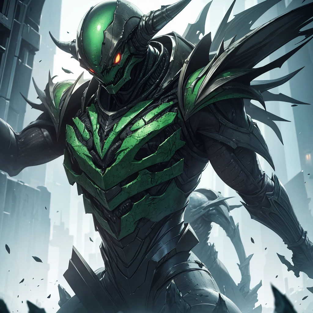 alien, stark, armour, greenskin, monstrous, homely, Malignant. detailed and wicked.