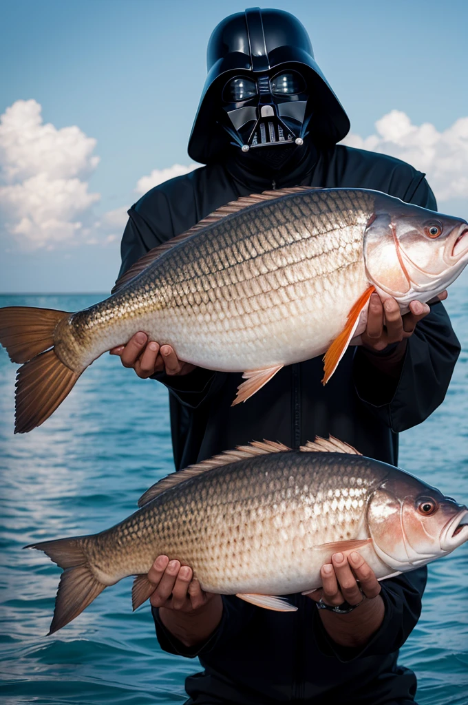 Darth Vader catches a beautiful bighead carp