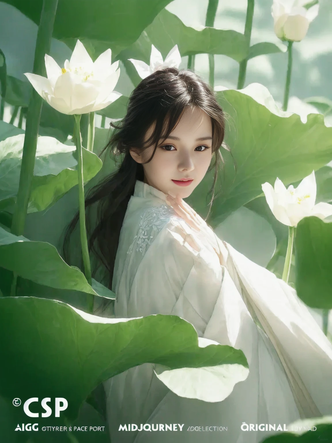 Alafd image，A woman in a white dress、Lady surrounded by flowers, palace ， Girl wearing Hanfu, Yu Zhiding, Beautiful character painting, Li Song, Beautiful digital artwork, by Li Fangying, Chinese Girl, by Zhou Wenjing, guweiz style artwork, author：Yang J, author：Chen Lin, author：Lin Liang