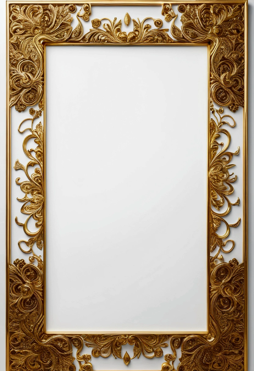 A white background and gold border