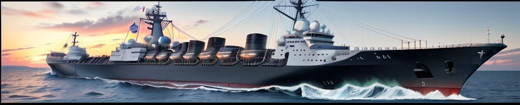 Close-up of the ship,, realistic warship design, Euclidean class, Ishimura destroyer, View from the side, View from the side, Large picture of his ship, warships, utilitarian cargo ship, Close-up portrait, warship, Photo Rendering, Microsoft, highfleet, Military transport aircraft