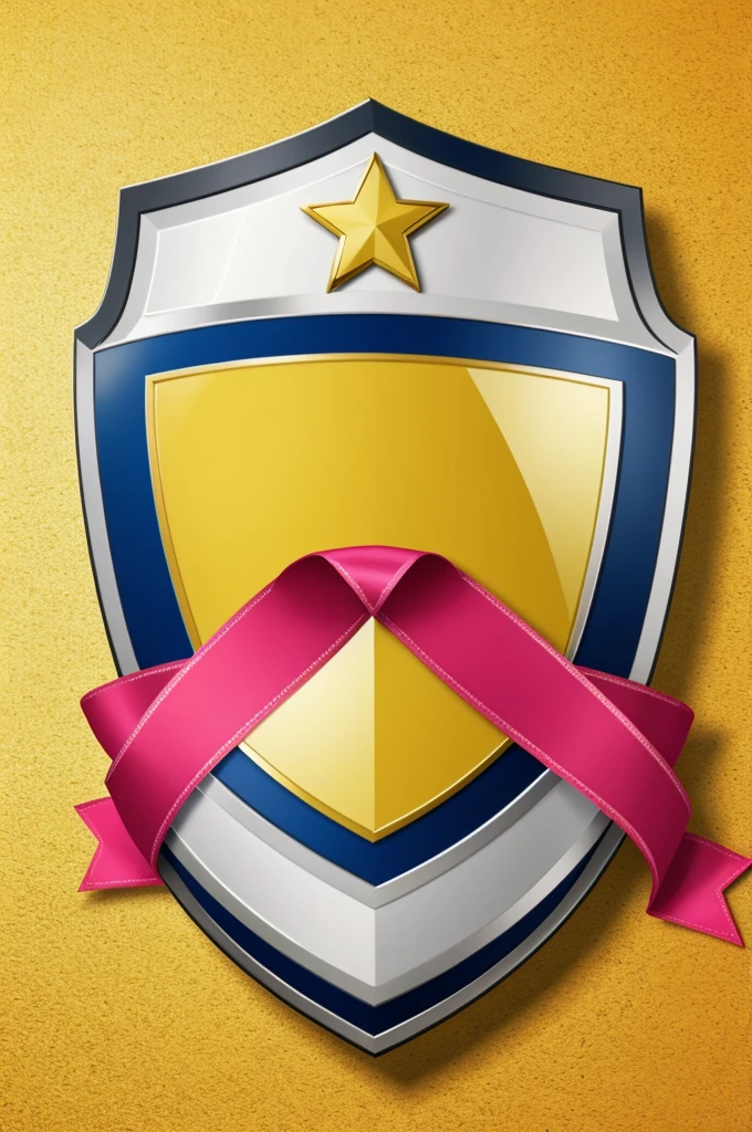 Soccer shield with animated ball and pink ribbon and five yellow stars around it