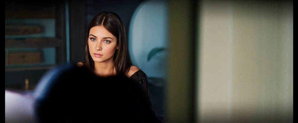 photorealistic, cinematic, pretty brunette woman, brown eyes