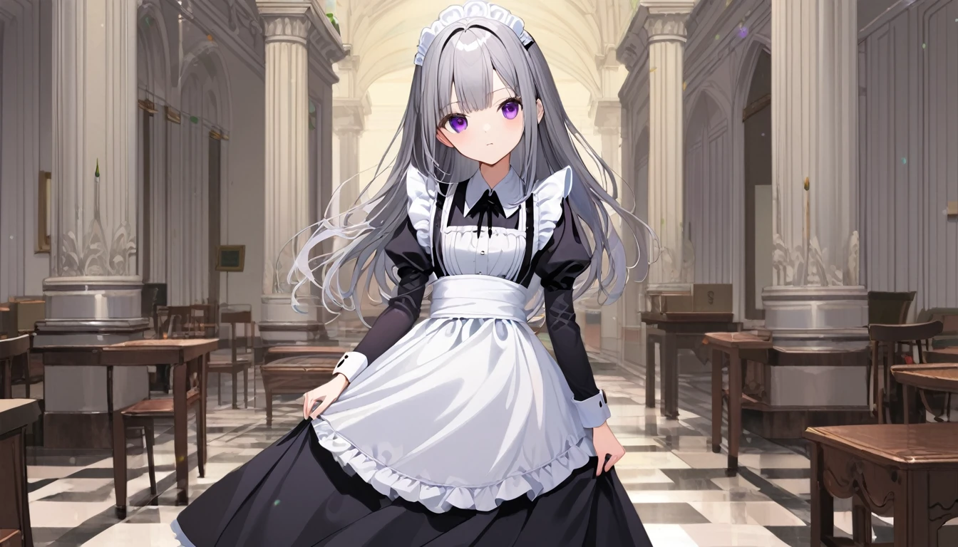 1 girl,Gray Hair,Purple eyes,Maid,Long Hair,Tarem's eyes,disease,2本feet,Focus on the legs,Put your hand on your thigh, X-shaped headband,From below,Half-closed eyes,Jiriu,blush,sweating,bare feet,feet,(Five Fingers 1.5),onlys of feet,feet focus,sweating,bare feet,Free fatty acids,From below,feetを上げてください,only,feet,Looking at the audience、裸feet、No shoes、feet裏を見せている、feet裏からのアングル、Sitting
