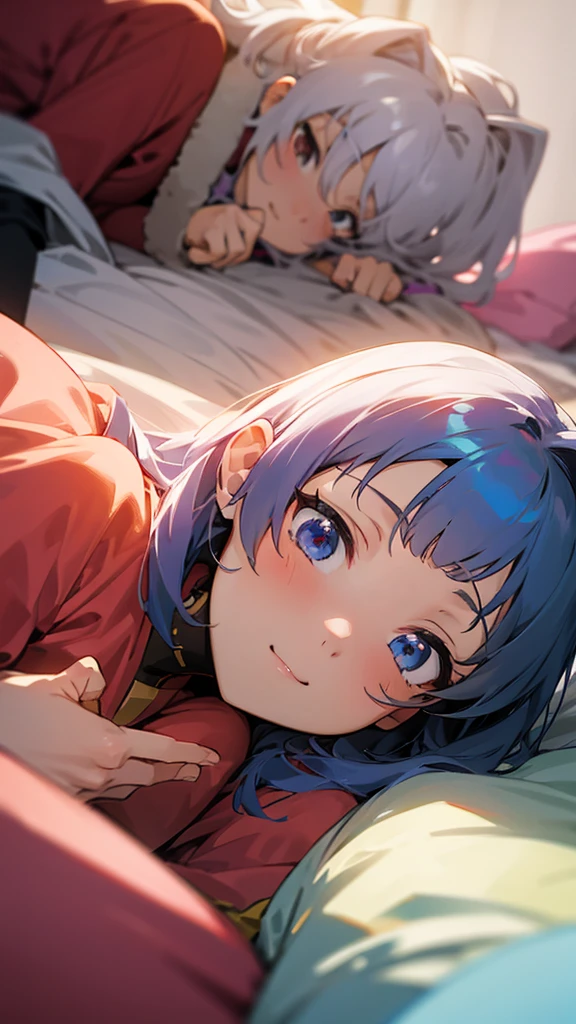 6 anime girls looking at you in the bed