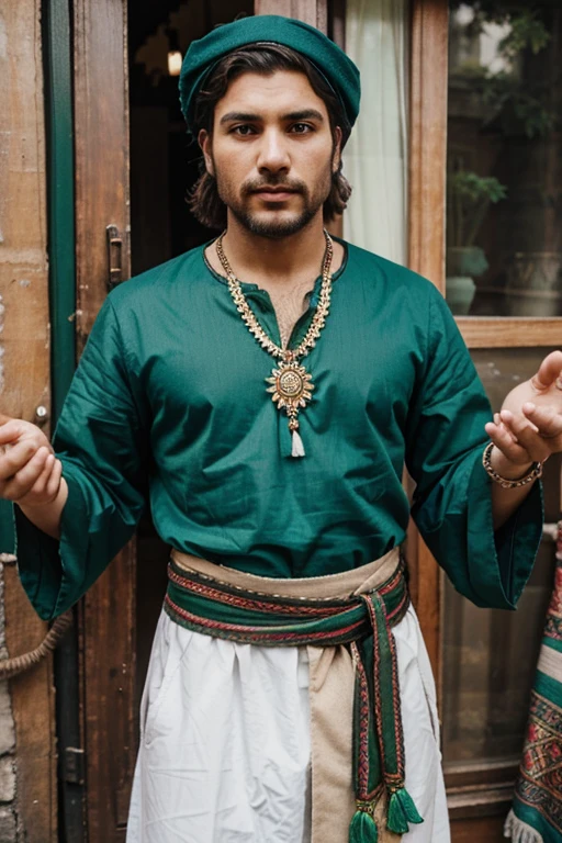 gypsy man traditional clothes green