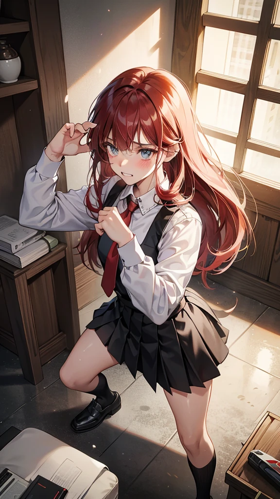 {{masterpiece}}, {{{Highest quality}}},{{Very detailed}}, {{figure}},{{tall}},{{Adult female}},,{{Fighting stance}},{Ryona},{{Long sleeve mini skirt uniform}},{{Abuse power and lose}},}}{}},{fighting stance}},{},{}, ,{{}},{{Eyelet foot}},,{{}},{{}},,{{}},{{}},,Slender body}}{{Avoidance}}{{Female police officer}},,,,suspenders ,Long sleeve mini skirt uniform, White High Socks,Black fingerless gloves, Long Red Hair, Red tie,Straight hair ,Blunt bangs,Thigh holster,.amountn loafer,,blush,Wrinkles ,amount,Grit your teeth,suffering,v-shaped eyeamounts.,Sweat dripping,Medium chest ,get annoyed,,Slums,,Twisting,
