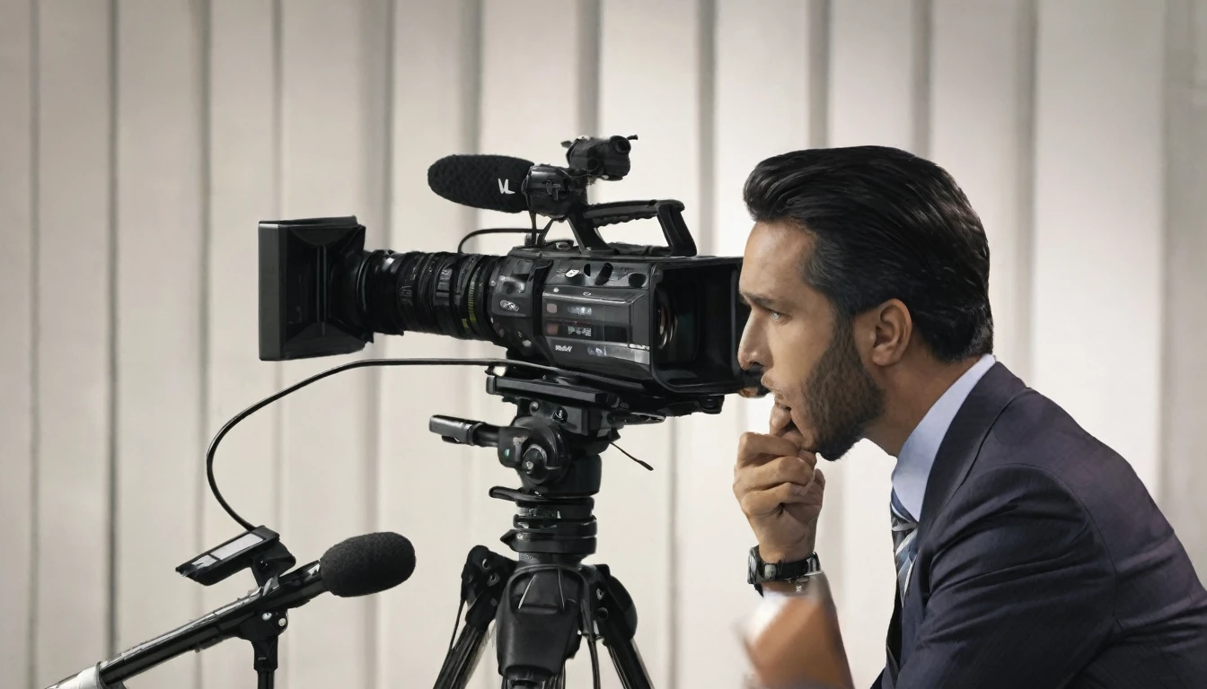 TV anchor，Facing the camera，News is being broadcast