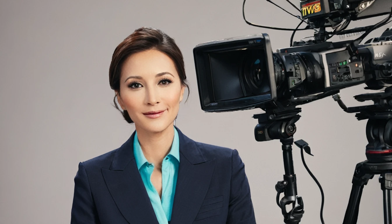 TV anchor，Facing the camera，News is being broadcast