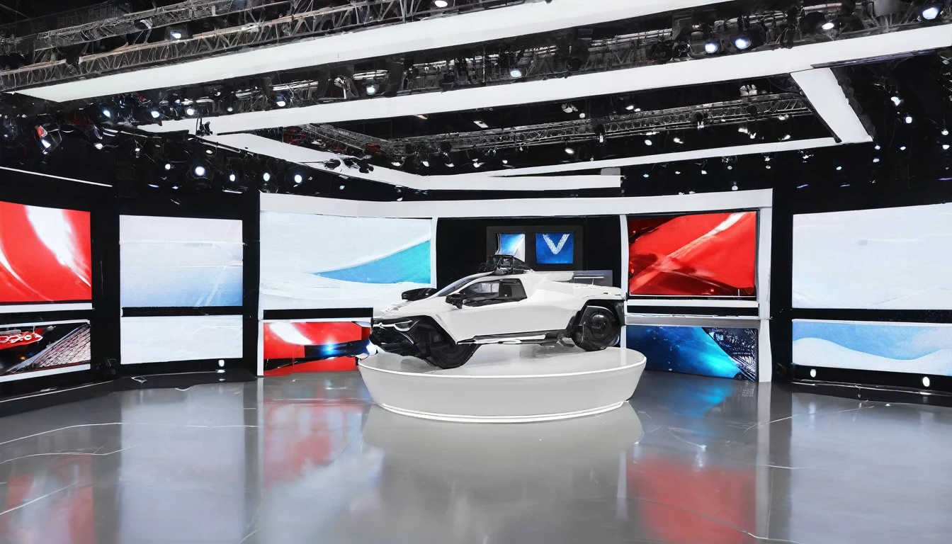 TV broadcast background picture,unmanned,A large LED screen on the right,front Photo