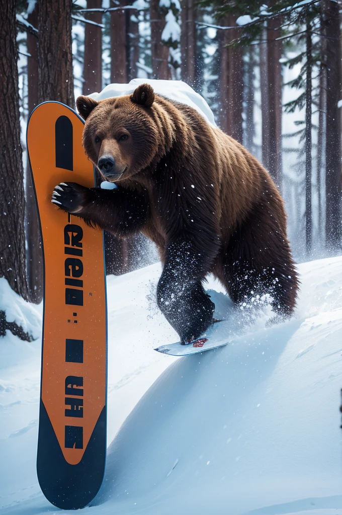 Create bear snowboarding