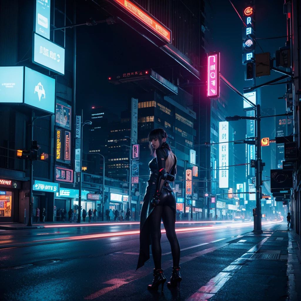 futuristic city streets with no human models and lots of neon lights and buildings at night and dark alleys in 8k high reolution