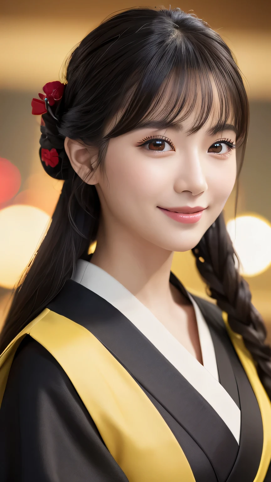 (masterpiece:1.3), (8k, Photorealistic, Raw photo, Best image quality: 1.4), Japanese 、Take a full-body photo,Stylish kimono、Cute costume,Japanese hairstyle,crystal,Natural color lip,(Random Hairstyles:1.2)、Super detailed face、Attention to detail、double eyelid、Sharp focus:1.2、Beautiful woman:1.4、Black hair straight、highest quality、masterpiece、超A high resolution、(Photorealistic:1.4)、Highly detailed and professionally lit smile、
