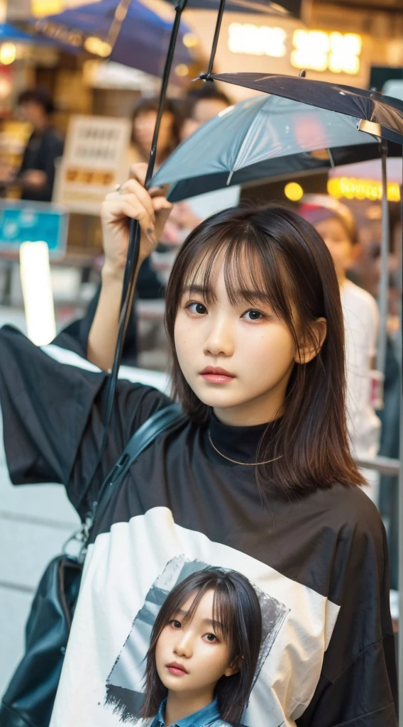 32K, Highest quality, masterpiece, Realistic, Very detailed,  photograph, High resolution, 行photograph, High resolution, Confused, Smoother light, Official Art, Written boundary depth, Bright light,
close, thin, Detailed face, anger, Beautiful details in the eyes, 19 years old Korean, cute, Highest quality real texture skin,
T-Shirts,