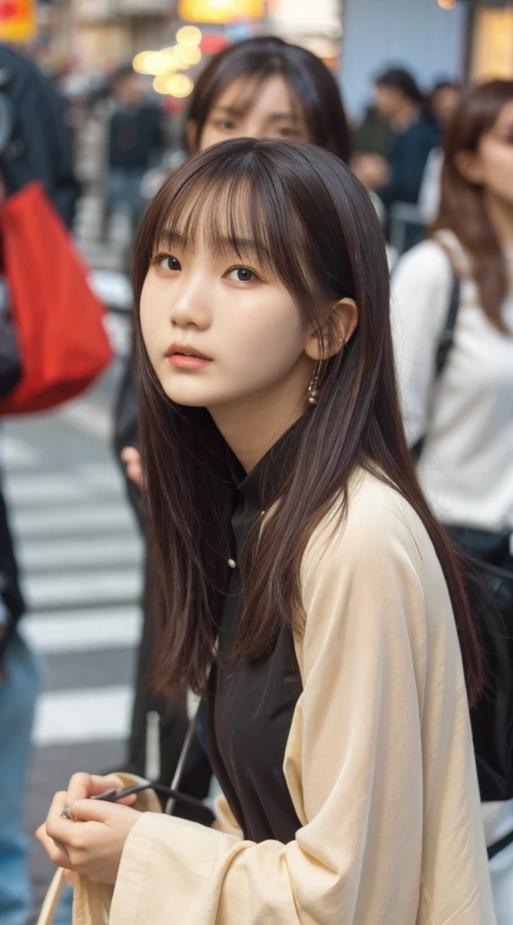 32K, Highest quality, masterpiece, Realistic, Very detailed,  photograph, High resolution, 行photograph, High resolution, Confused, Smoother light, Official Art, Written boundary depth, Bright light,
close, thin, Detailed face, anger, Beautiful details in the eyes, 19 years old Korean, cute, Highest quality real texture skin,
T-Shirts,