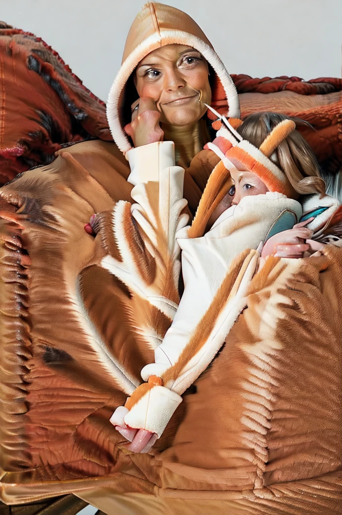 An anime image of a small boy sleeping in a large nursery room, (wearing fox hoodie-footie pjs), (((wearing a diaper))), ((sleeping soundly in a crib)), (crib), pacifier, peaceful expression, soft lighting, solo, ((1boy)), warm colors, highly detailed, extremely detailed, masterpiece, anime style, beautiful detailed eyes, soft bedding, plush fox hoodie, adorable, comfort, cozy, restful, hood up,