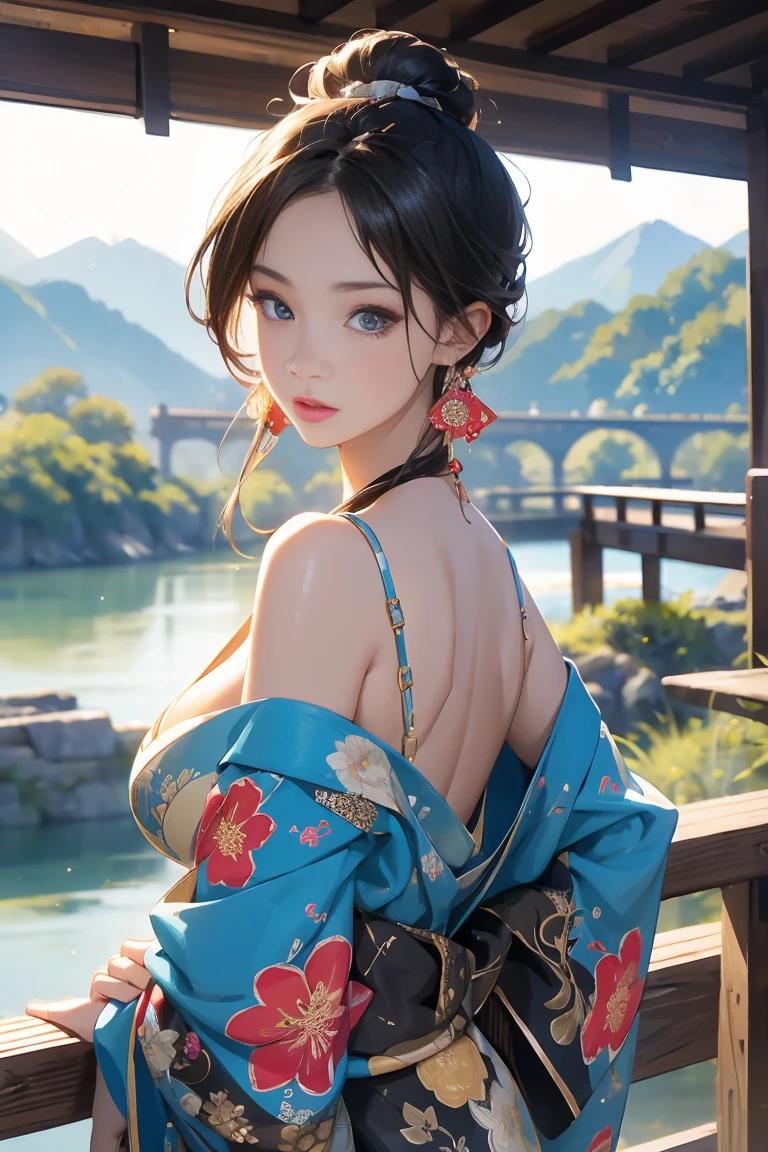 ,((1girl)), cleavage, full breasts: 0.8, exposed breasts: 0.5, collarbone: 1.4, clean, pretty face, clean face,east asian architecture, riverside, a lotus leaf, a lotus flower, forest, professional lighting, long hair, clean face,((from side, multiple views, from behind)), ((expressions)), (((databook))), ((annotated)), ((costume chart)), ((((how to)))),