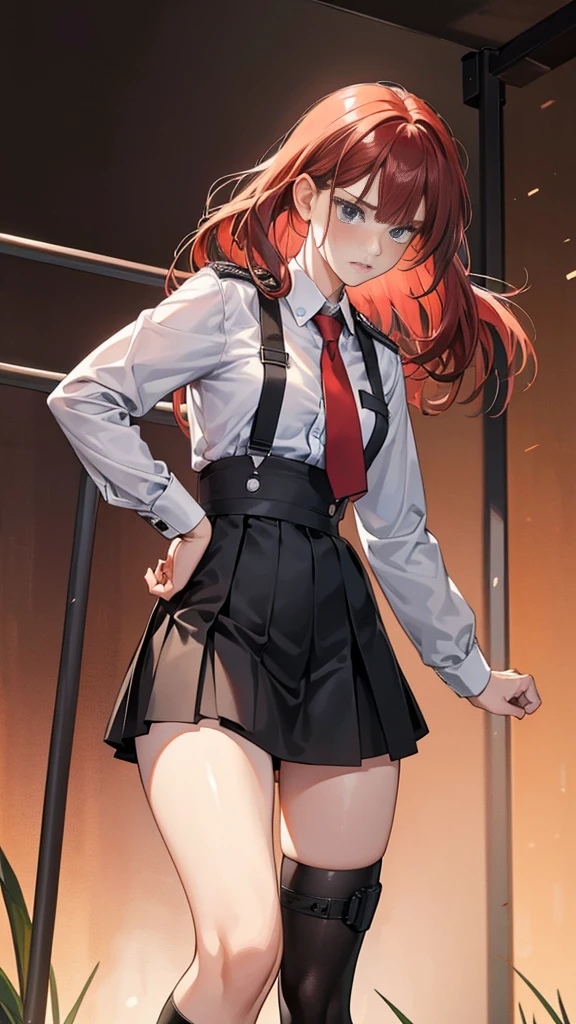 {{masterpiece}}, {{{Highest quality}}},{{Very detailed}}, {{figure}},{{tall}},{{Adult female}},,{{Fighting stance}},{Ryona},{{Long sleeve mini skirt uniform}},{{Abuse power and lose}},}}{}},{fighting stance}},{},{}, ,{{}},{{Eyelet foot}},,{{}},{{}},,{{}},{{}},,Slender body}}{{Avoidance}}{{Female police officer}},,,,suspenders ,Long sleeve mini skirt uniform, White High Socks,Black fingerless gloves, Long Red Hair, Red tie,Straight hair ,Blunt bangs,Thigh holster,.amountn loafer,,blush,Wrinkles ,amount,Grit your teeth,suffering,v-shaped eyeamounts.,Sweat dripping,Medium chest ,get annoyed,,Slums,,Twisting,
