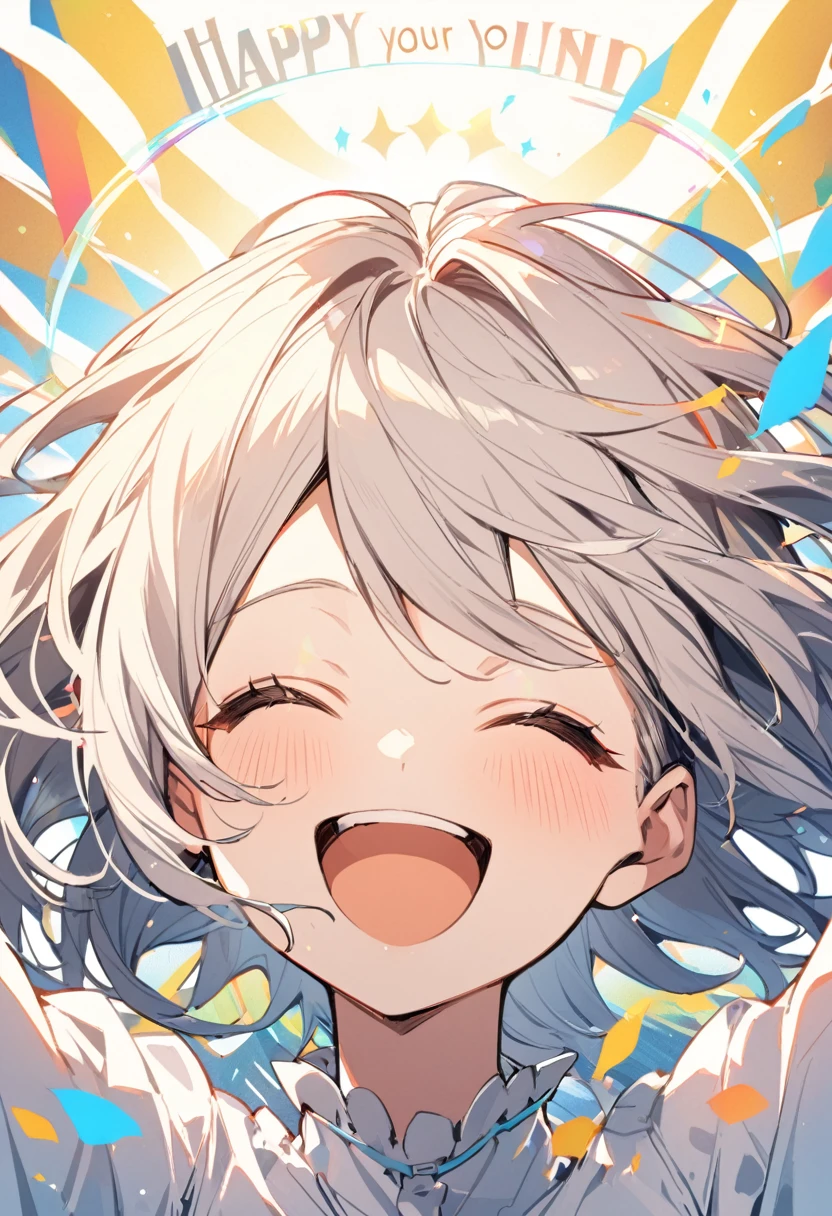 1 Girl, Head shot, Speak your mind, Close your eyes, Smile, open mouth, Happy