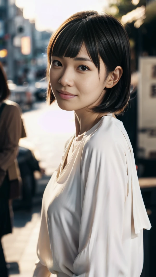 ((from below:1.5)), ((whole body:1.5)), (ultra detailed), (masterpiece), (best quality), Highest quality, Realistic, Surreal, Highest quality, Extremely detailed CG, Very delicate and beautiful, 16K wallpaper, High resolution, 1 Girl, 43歳の日本people女性, (small eyes:1.5), ((Two very small moles on my right cheek:1.5)), (Skin dents), Medium Chest, (cinematic lighting), (The city of Ginza at night), people々, (bob cut:1.5), (graduated haircut:1.5), (blunt bangs:1.5), ((White blouse:1.5)), (I wore it:0.8), Nice, bloom, Floating Hair, (Dynamic pose:0.6), BREAK ((in the night:1.5)), Beautiful moonlit night sky, bench, Sitting, Spread your legs, (Shy Smile:1.2), Thin lips, slim, (Highly detailed face), (Highly detailed facial expressions), (Face the front completely:1.5), ((Looking into the camera:1.5)), Slender body, Large file size,