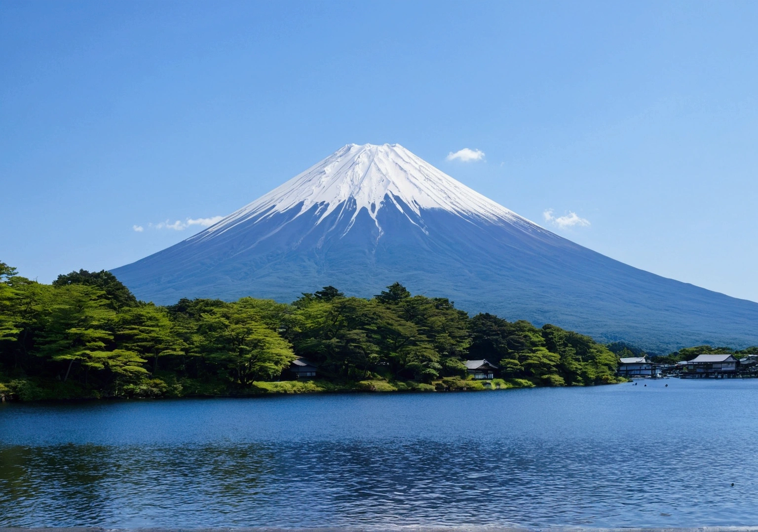 You can see Mt. Fuji, Daytime、summer、The lake is wide