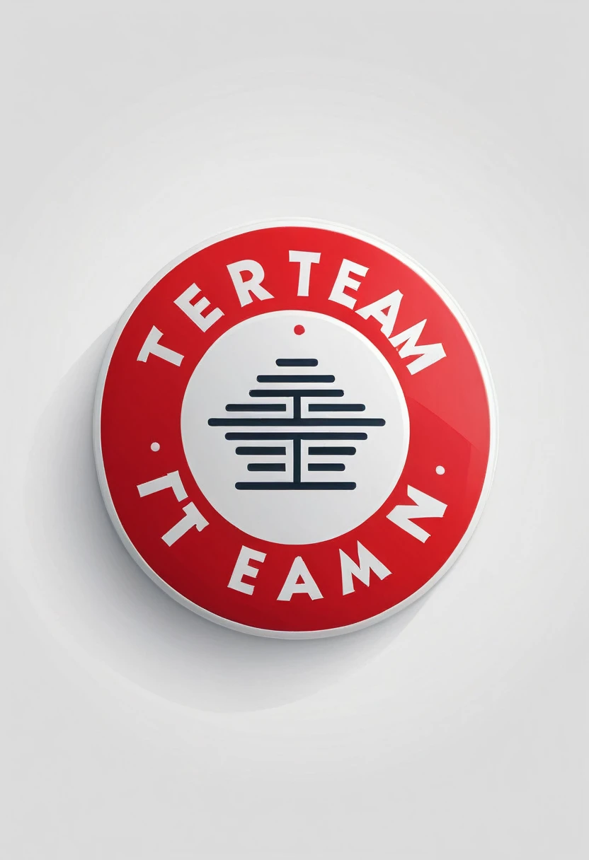 create a logo for a corporate team button in red, with writing point team