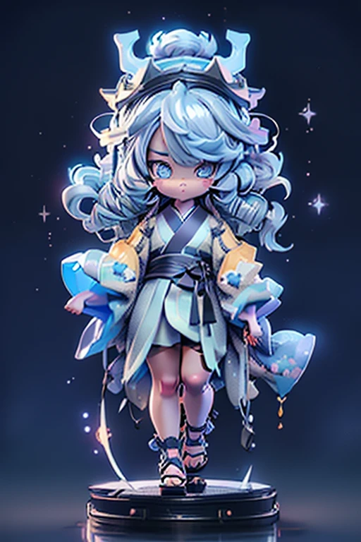 High quality, beautyfull girl, masterpiece, starry hair,blue hair, sparkle eyes, kimono clothes, cat tail,cat ears, japanese girl, aesthetic, very cute, 8k, kitsune mask, starry sky, glow hair, perfect face, night 