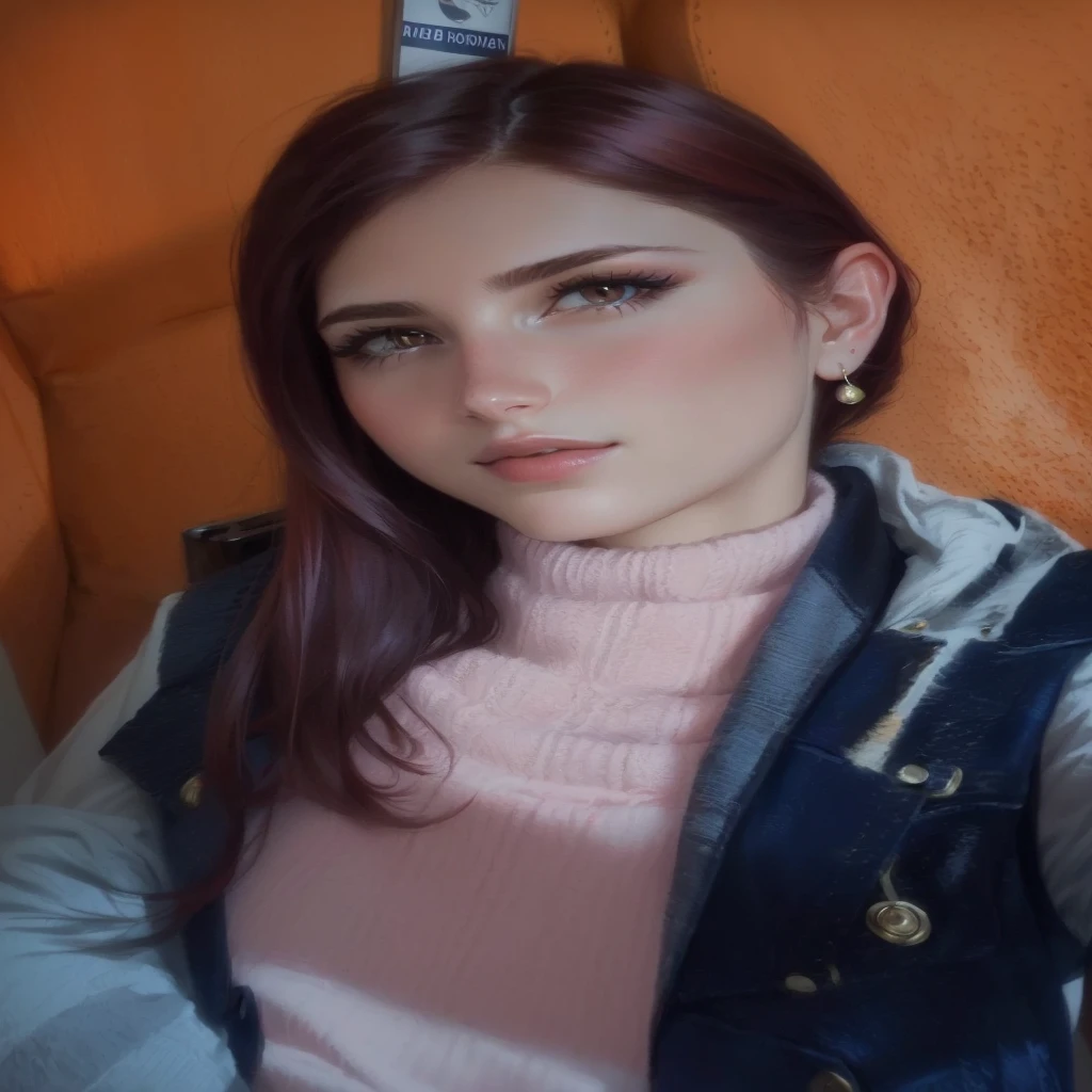 Marsala hair woman, brown dark eyes, looking forward with hand raised in Disney Pixar style, high qualiy, best qualityer