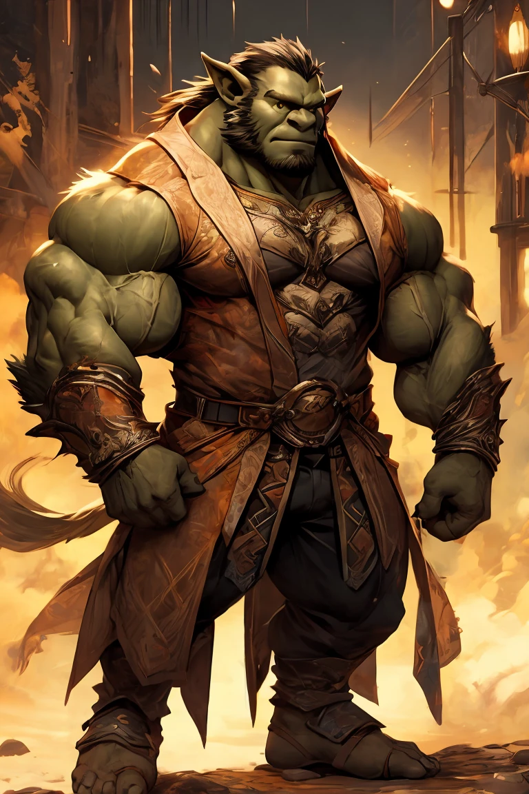 Golden Retriever Orcs,Strong muscles,Standing,Suits