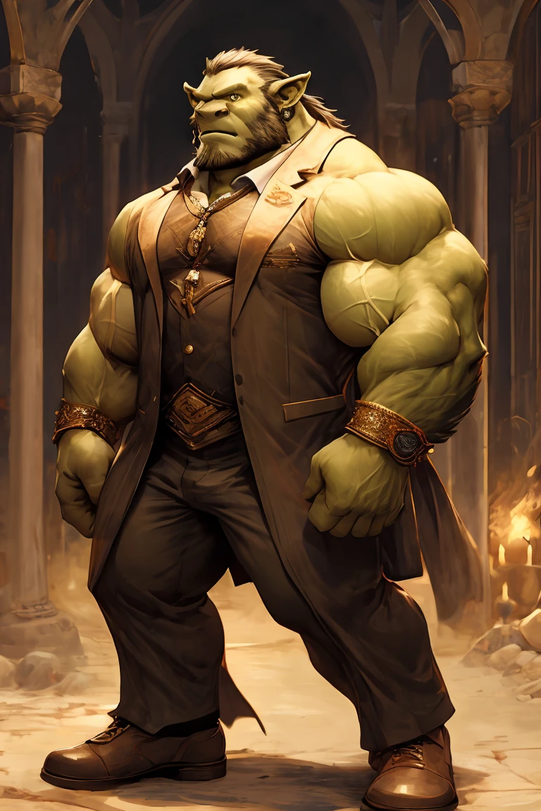 Golden Retriever Orcs,Strong muscles,Standing,Suits