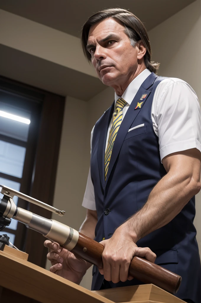 Bolsonaro making a weapon